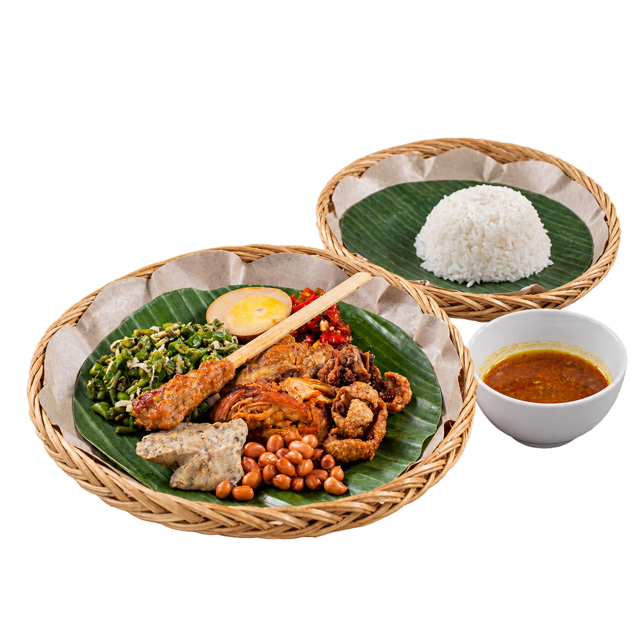 Sajian lengkap Nasi Ayam Kedewatan Ibu Mangku untuk catering